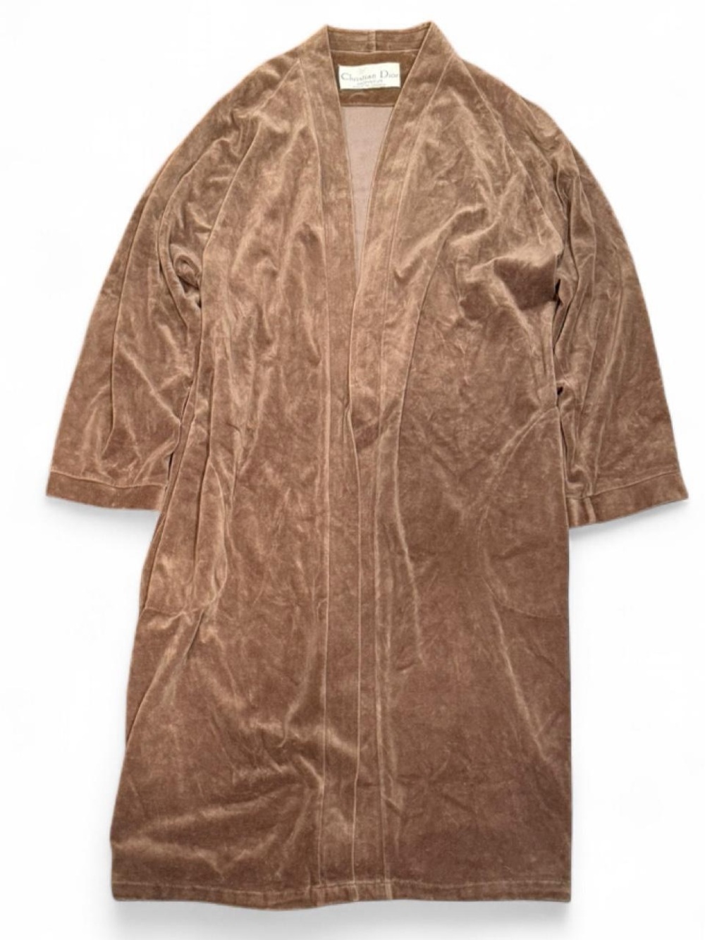 Vintage 90s Christian Dior Monsieur Velour Brown Robe Made in Canada